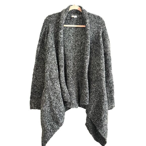 JOIE Wool-Blend Fuzzy Nubby Marbled Open-Front Waterfall Cardigan Sweater- M - Picture 1 of 4